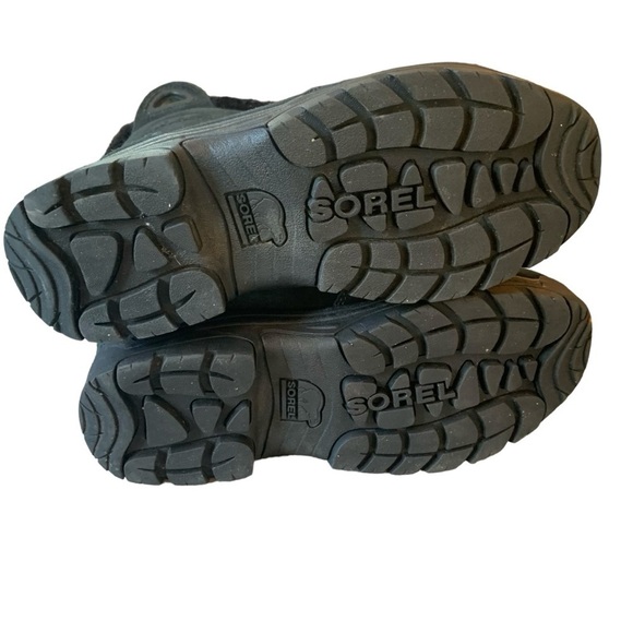 Sorel Waterfall Slip 2 Black Suede Fleece Lined Winter  Boots Women's sz 9 - Picture 4 of 9